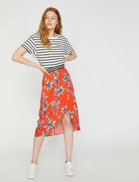 12312 Red Floral Midi Skirt