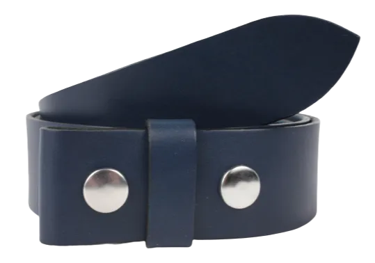 1.5" Wide Blue Leather Belt Strap Replacement with Snaps