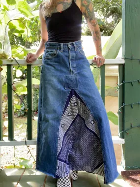 1950s Levis big E Reconstructed Selvedge Denim Skirt 29” waist