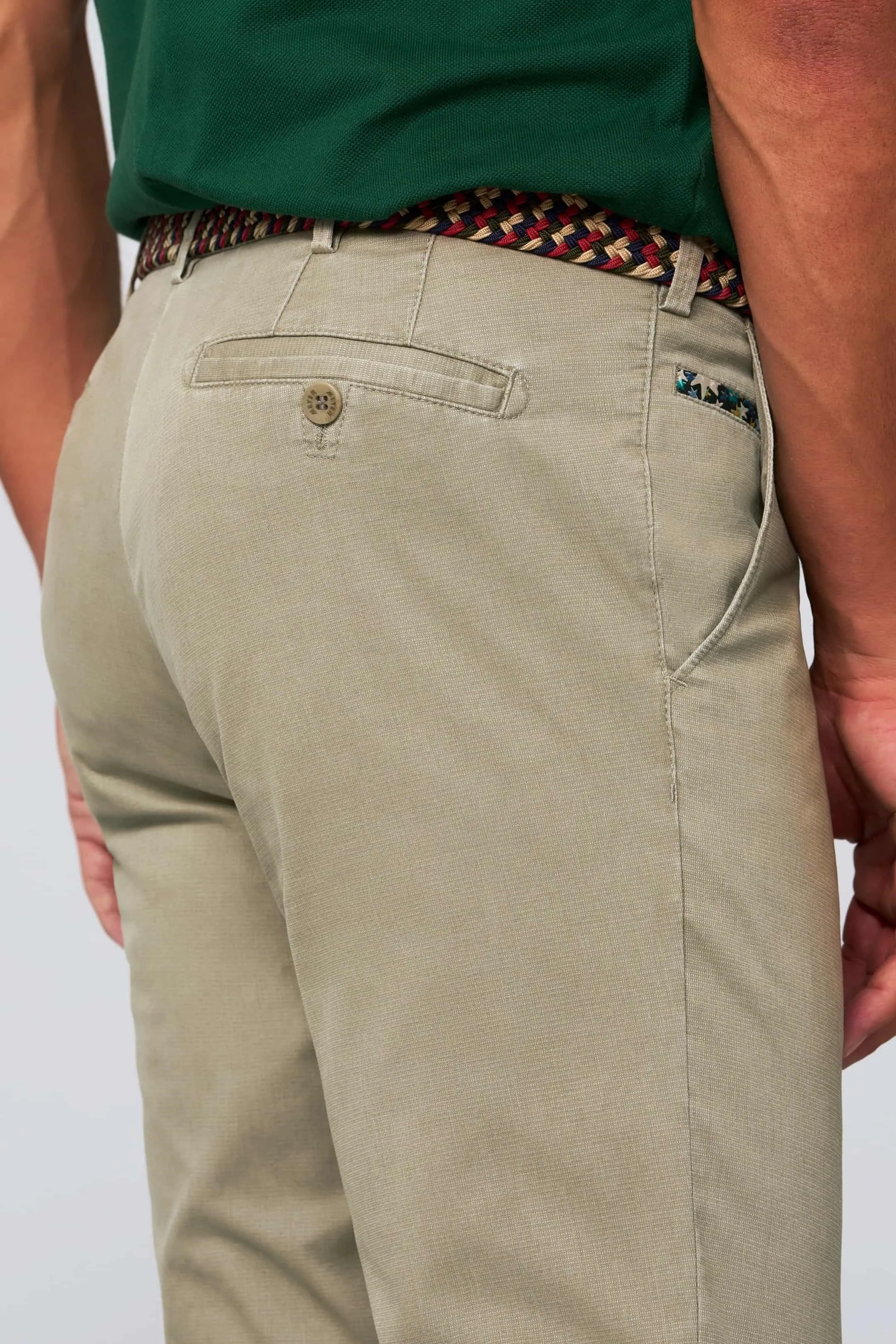 30% OFF - MEYER Roma Trousers - 5058 Liberty Fabric Cotton Chinos - Stone - Size: 34 LONG