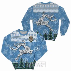 Abercrombie Clan Christmas Sweatshirt Celtic Reindeer Style