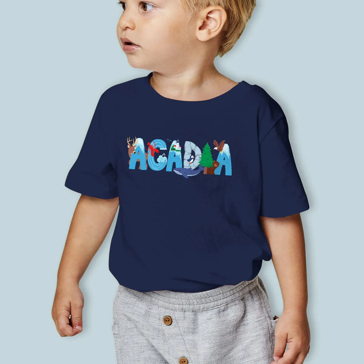 Acadia Maine T-Shirt: Whimsical Animals, 100% Cotton, Unisex Toddler 2T-5/6, Exclusive Retroplanet Design, ME T-shirts, Maine, Kids Tshirts