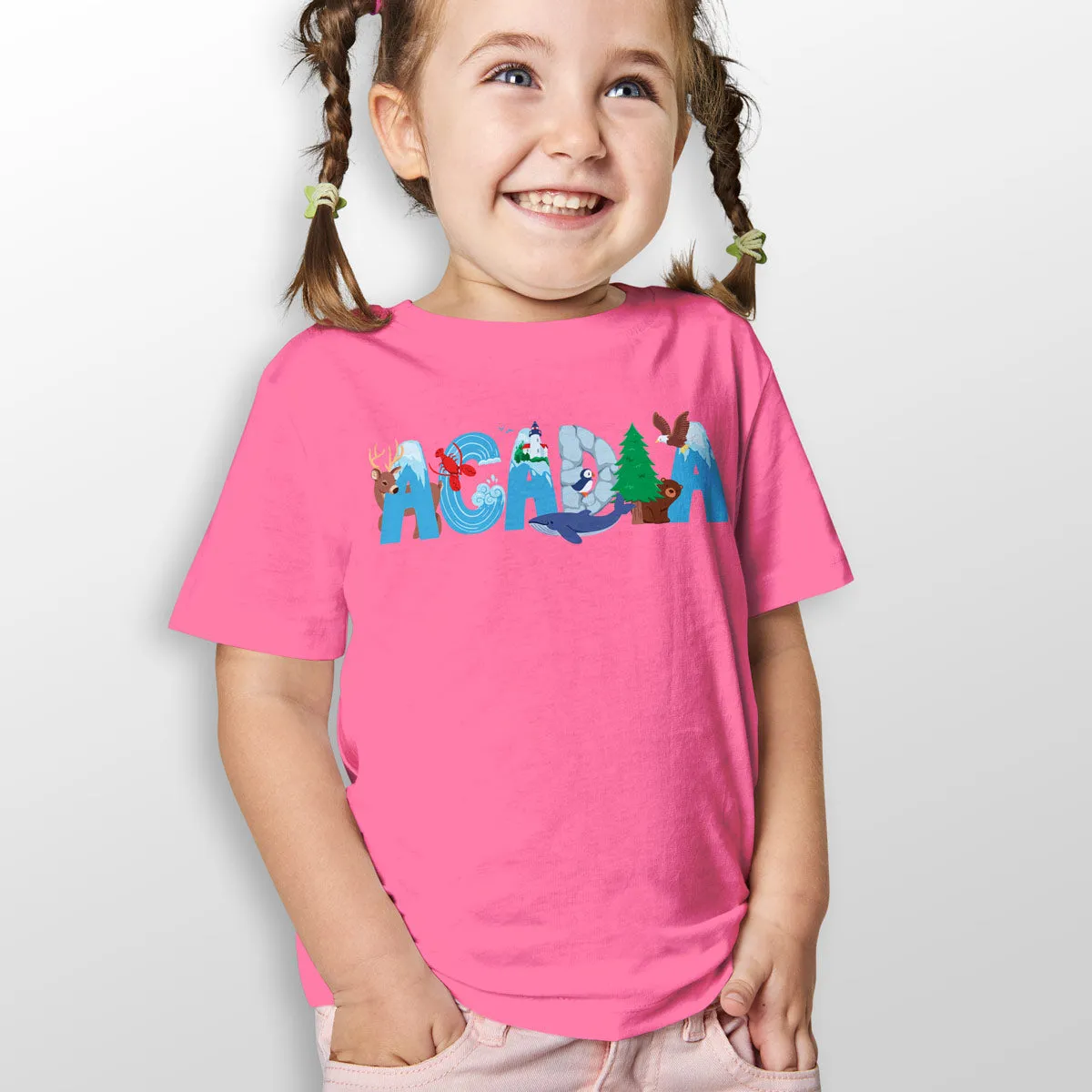 Acadia Maine T-Shirt: Whimsical Animals, 100% Cotton, Unisex Toddler 2T-5/6, Exclusive Retroplanet Design, ME T-shirts, Maine, Kids Tshirts