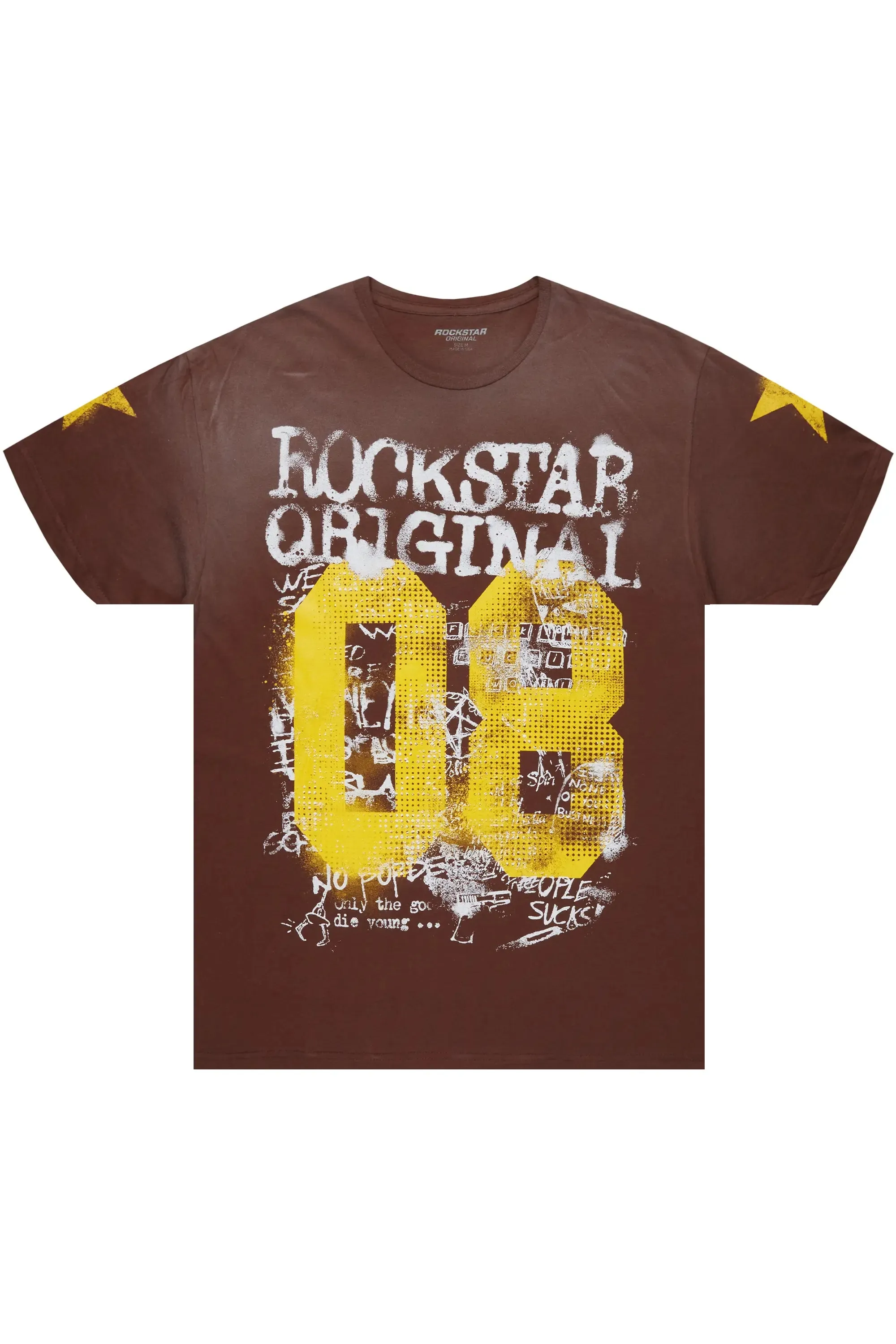 Addax Brown Graphic Oversized T-Shirt