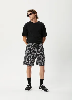 AFENDS Mens Script - Elastic Waist Shorts - Black