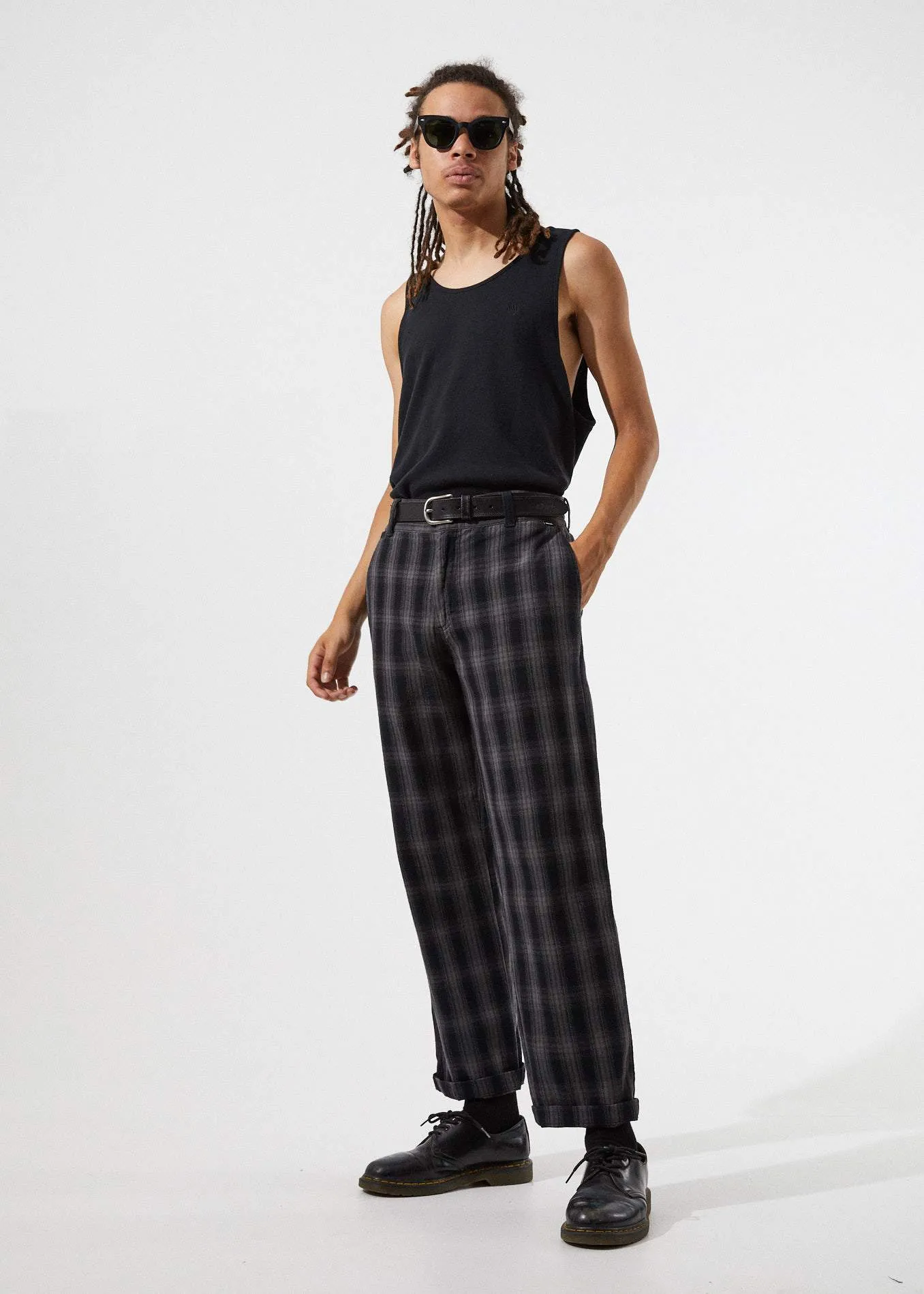 Afends Mens Supply - Black Check Chino Pant