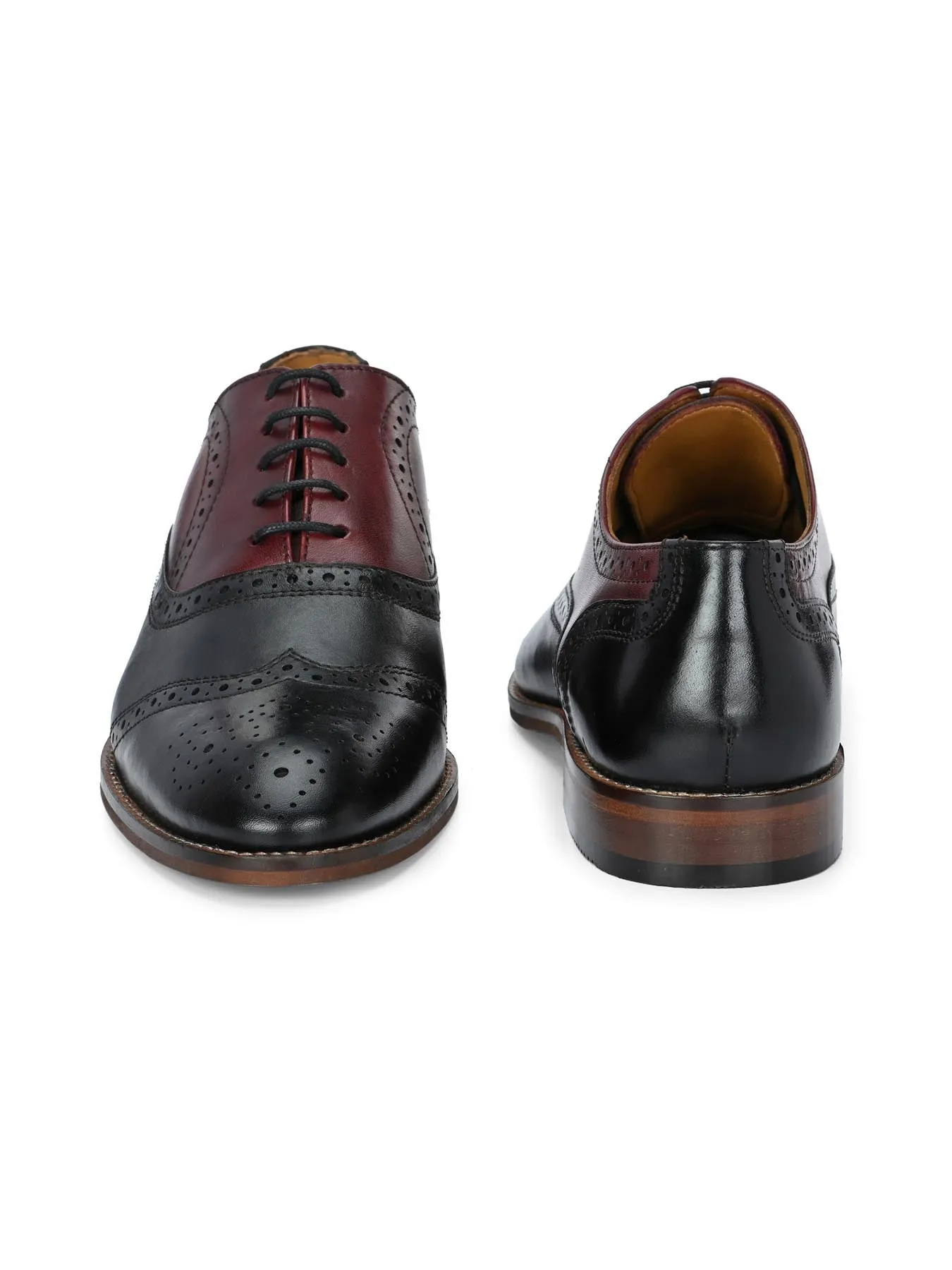 Alberto Torresi Genuine Leather Black Bordo Brogue Formal Lace Ups