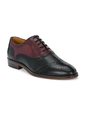 Alberto Torresi Genuine Leather Black Bordo Brogue Formal Lace Ups