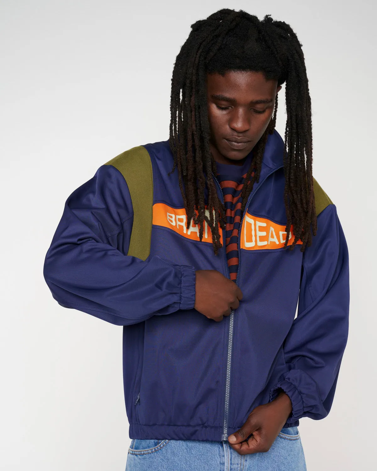 Alonzo Paneled Rib Track Jacket - Navy