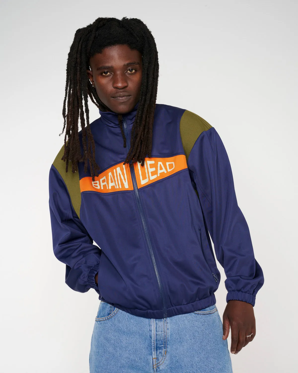 Alonzo Paneled Rib Track Jacket - Navy