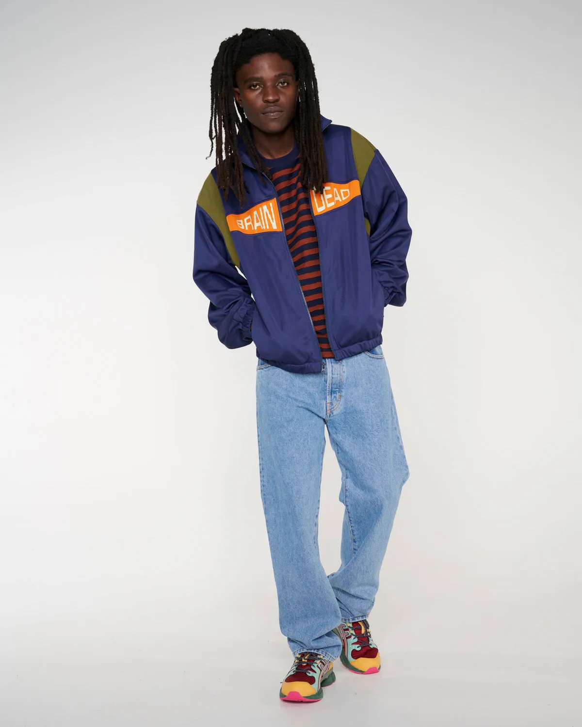 Alonzo Paneled Rib Track Jacket - Navy