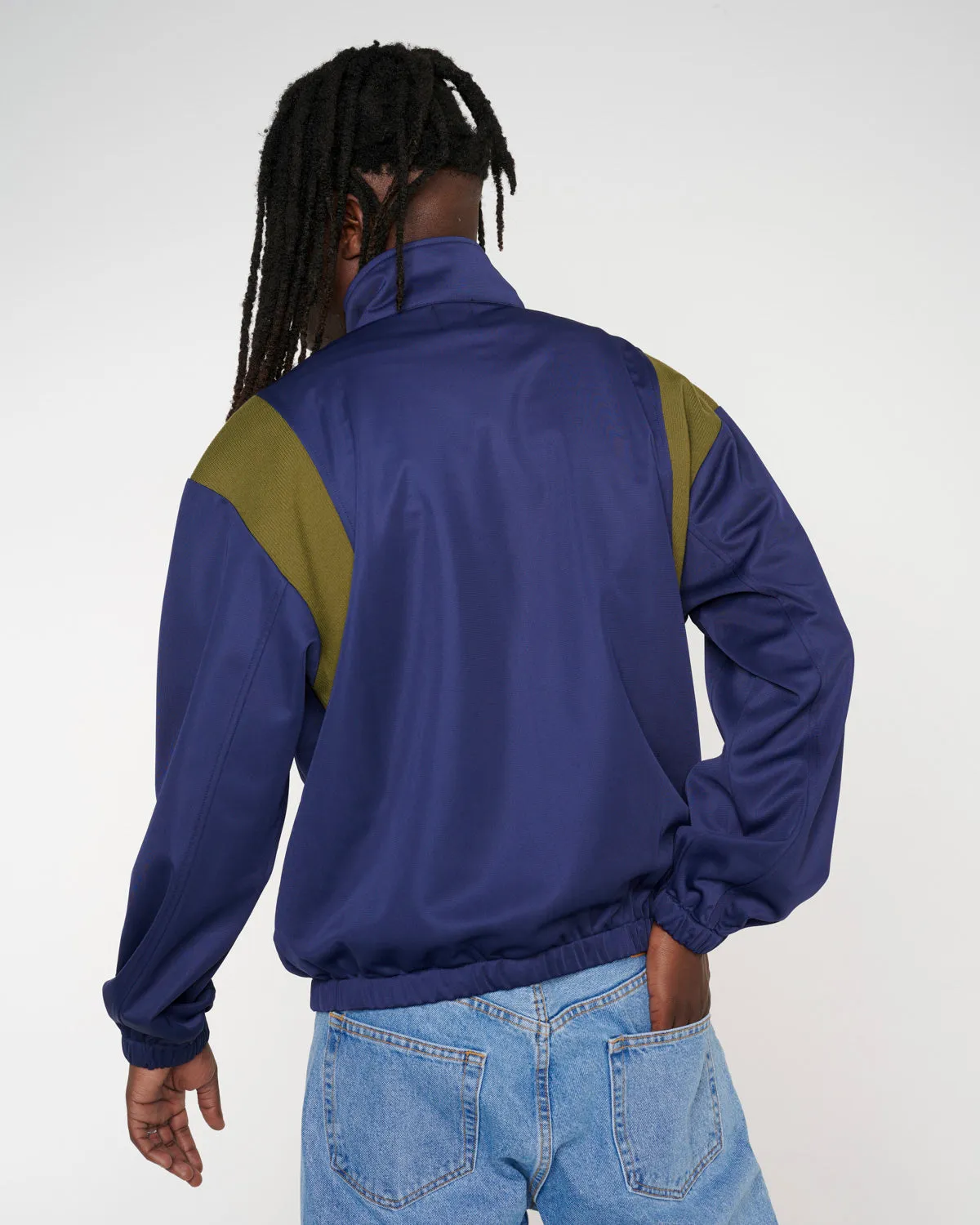 Alonzo Paneled Rib Track Jacket - Navy