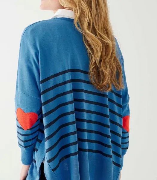 Amour Azure Blue and Navy Striped Sweater by Mer Sea