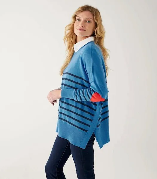 Amour Azure Blue and Navy Striped Sweater by Mer Sea