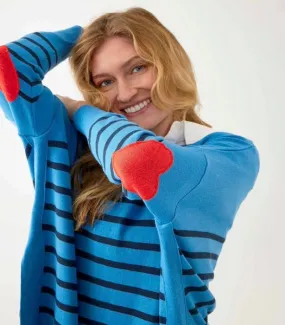 Amour Azure Blue and Navy Striped Sweater by Mer Sea