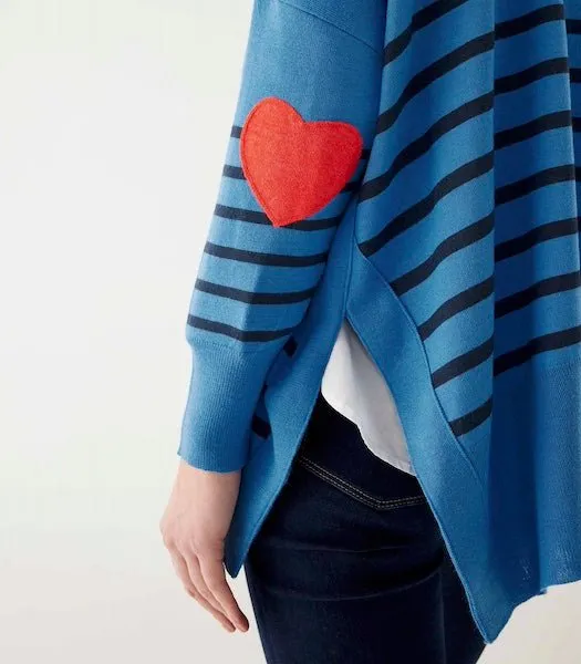 Amour Azure Blue and Navy Striped Sweater by Mer Sea