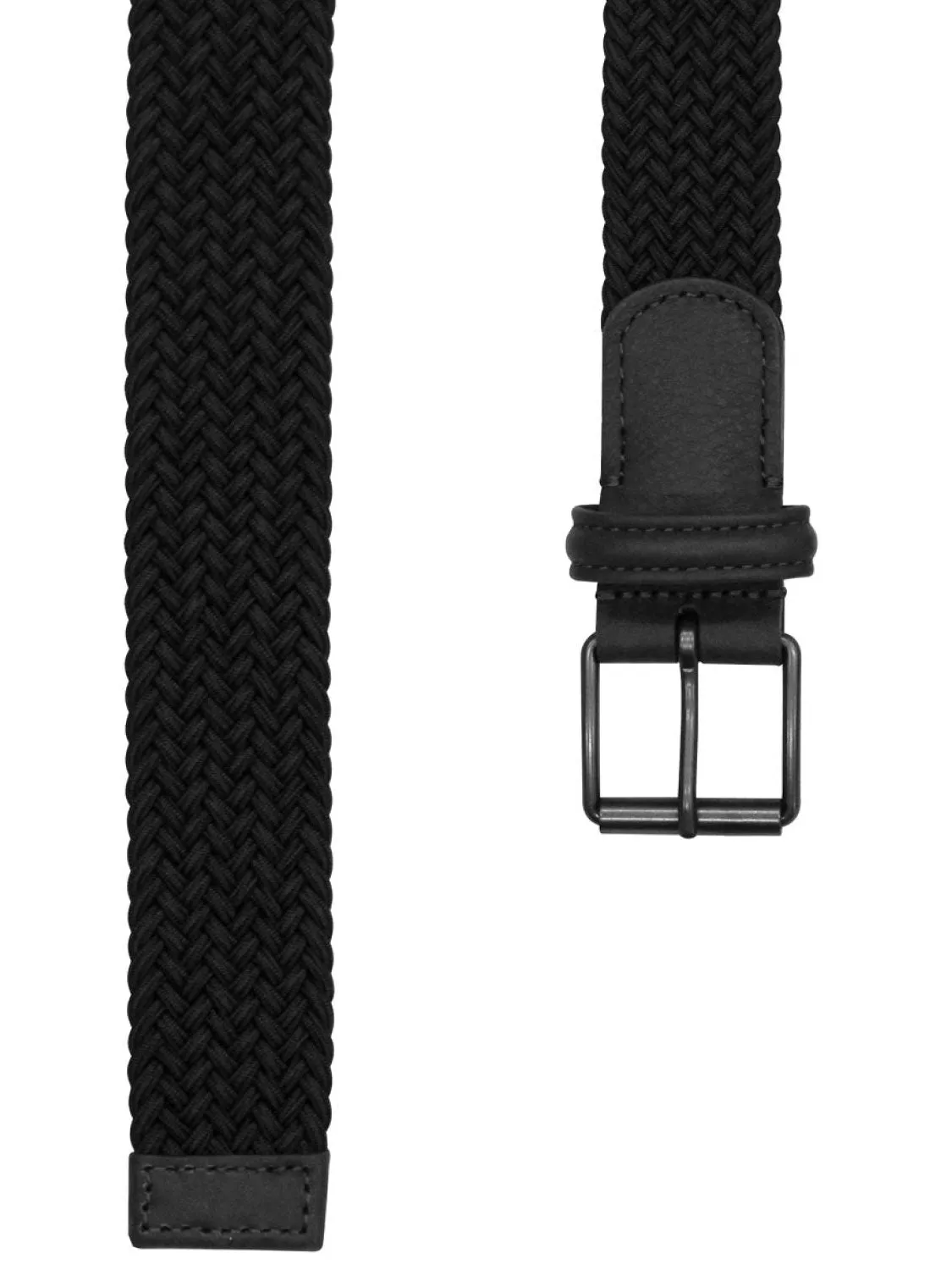 Anderson's Leather-Trimmed Woven Belt Black