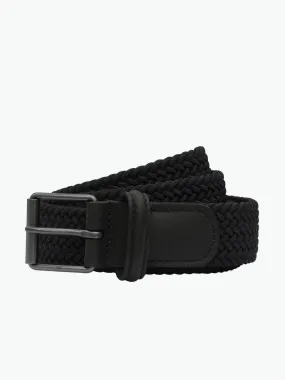 Anderson's Leather-Trimmed Woven Belt Navy Blue