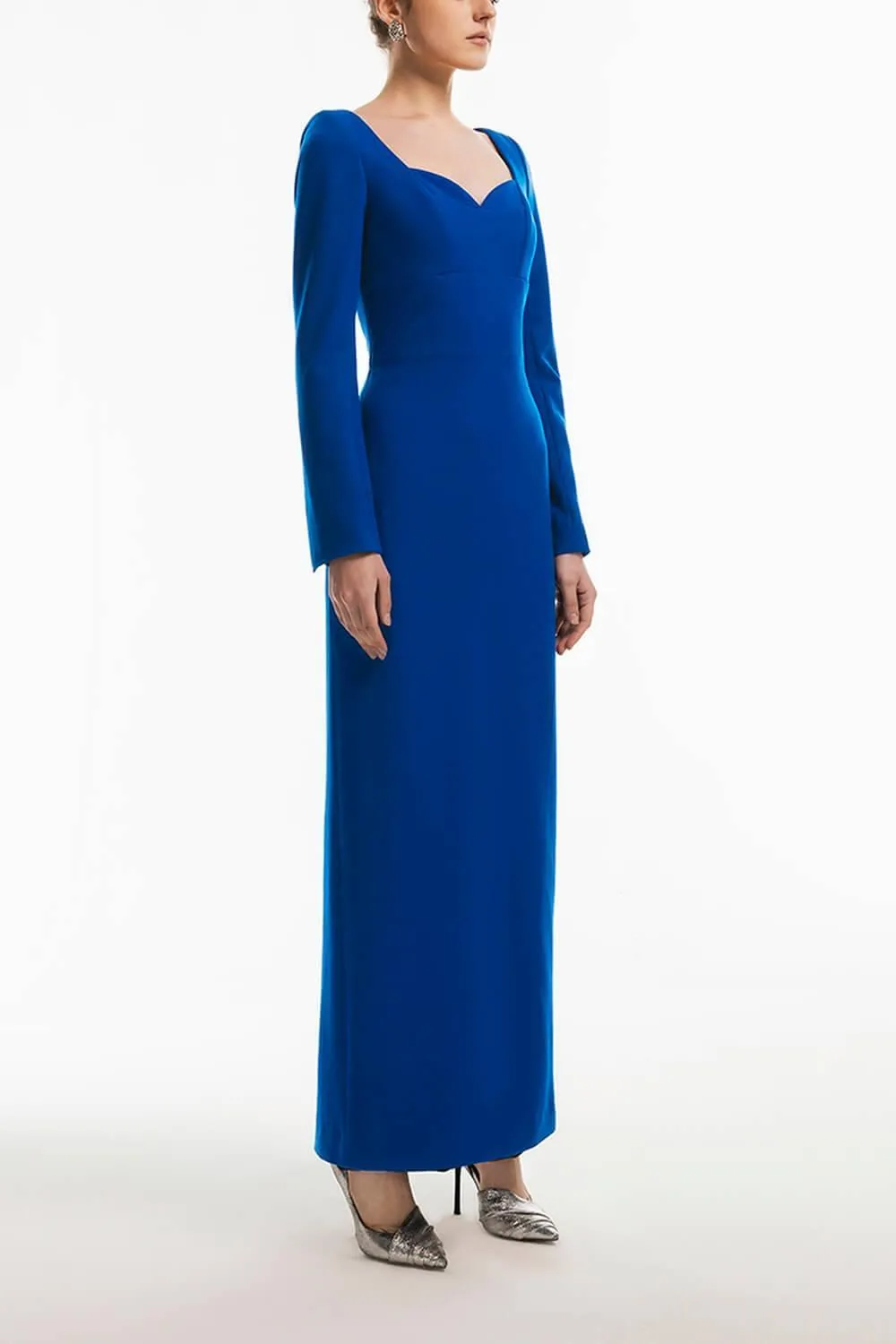 Ariana Sheath Long Sleeved Wool Blend Maxi Dress