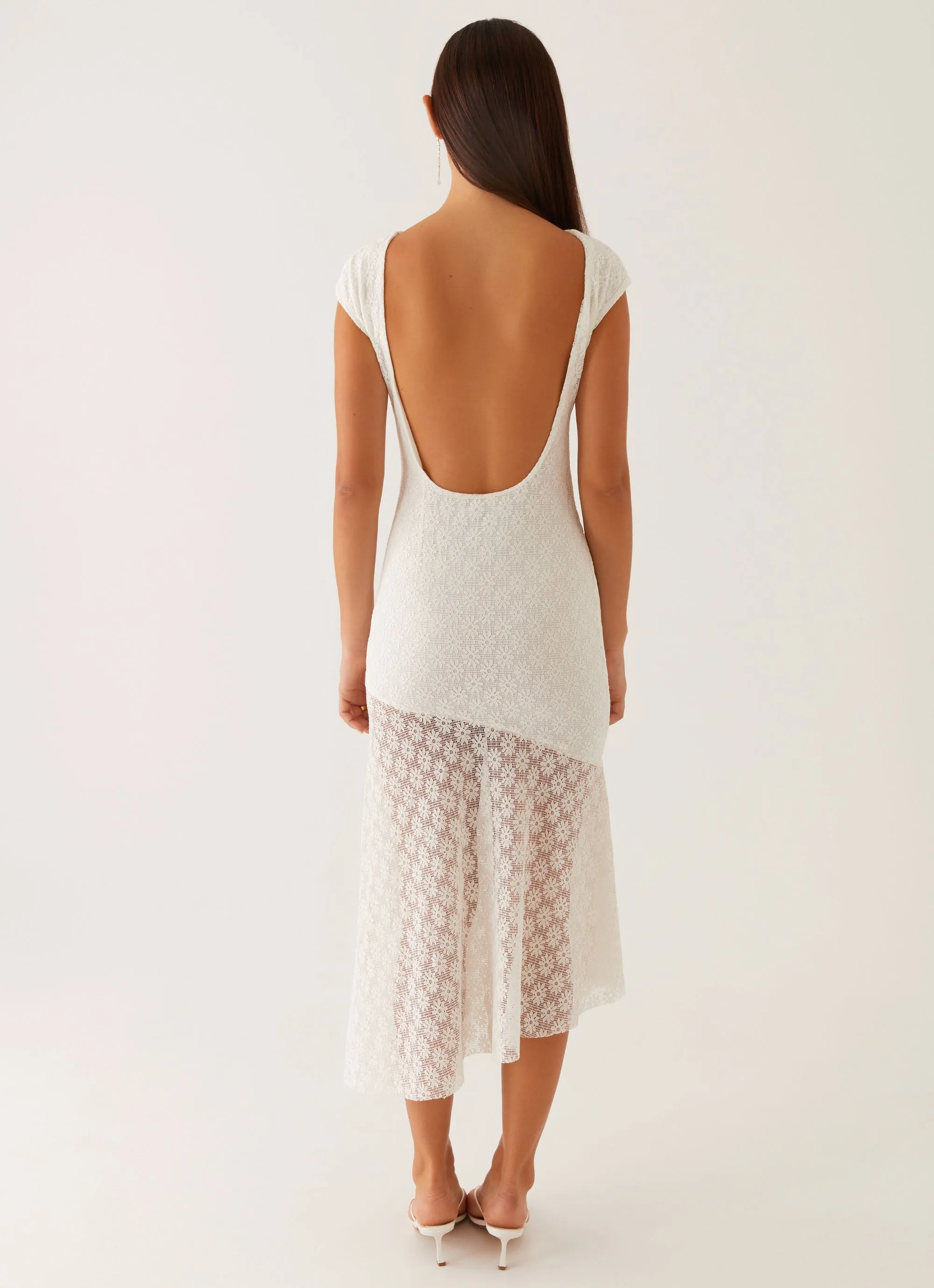 Arielle Open Back Midi Dress - White