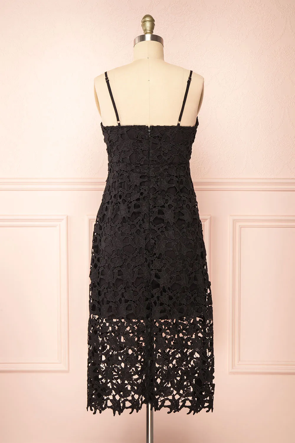 Avelina Black | Lace Midi Dress