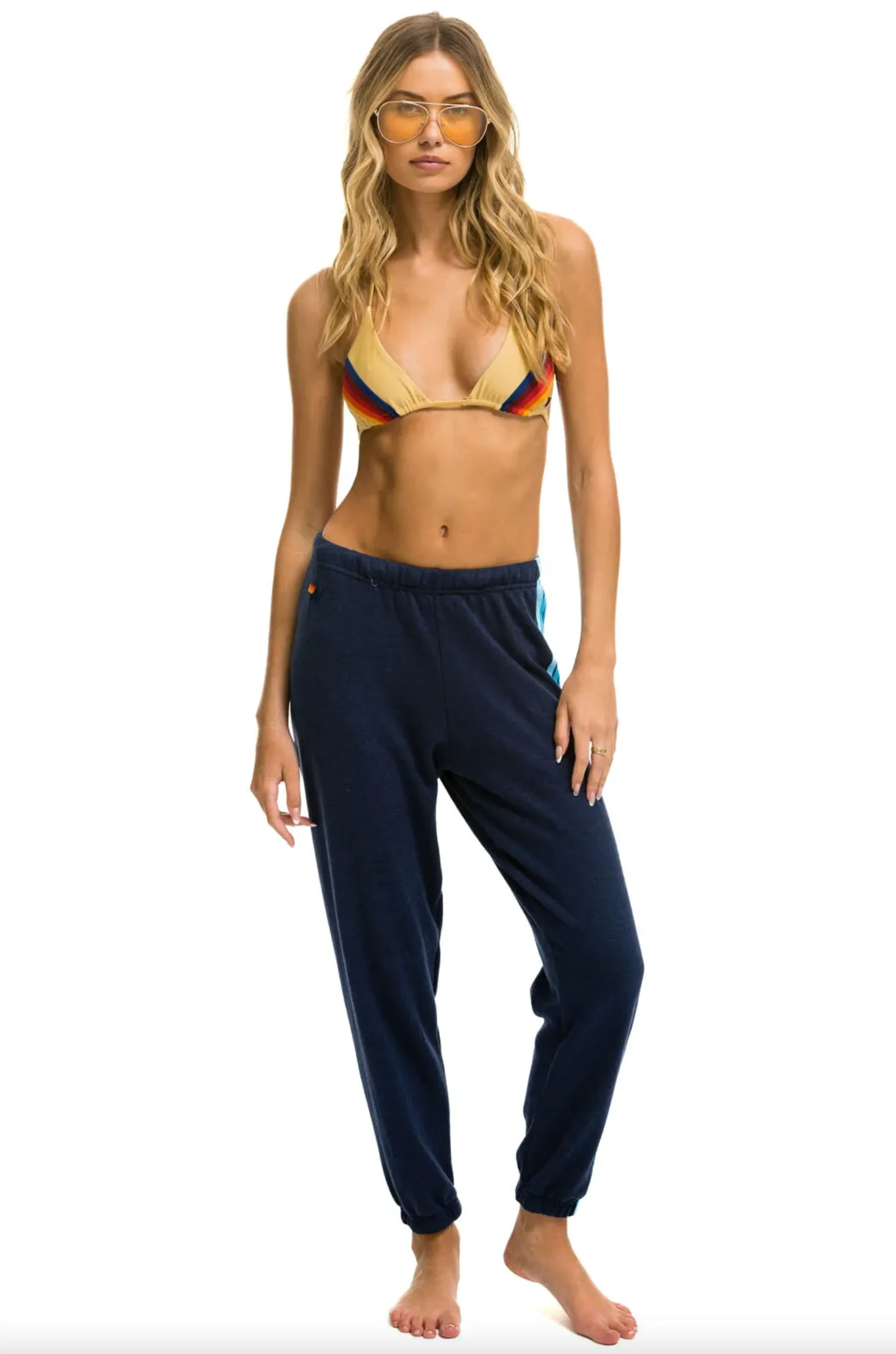 Aviator Nation 5 Stripe Sweatpants in NAVY/BLUE