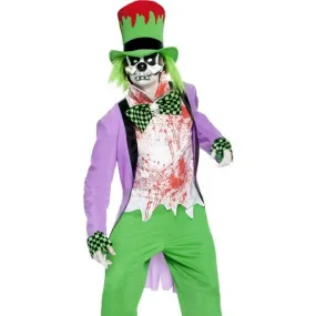 Bad Hatter Costume Adult Green Purple White