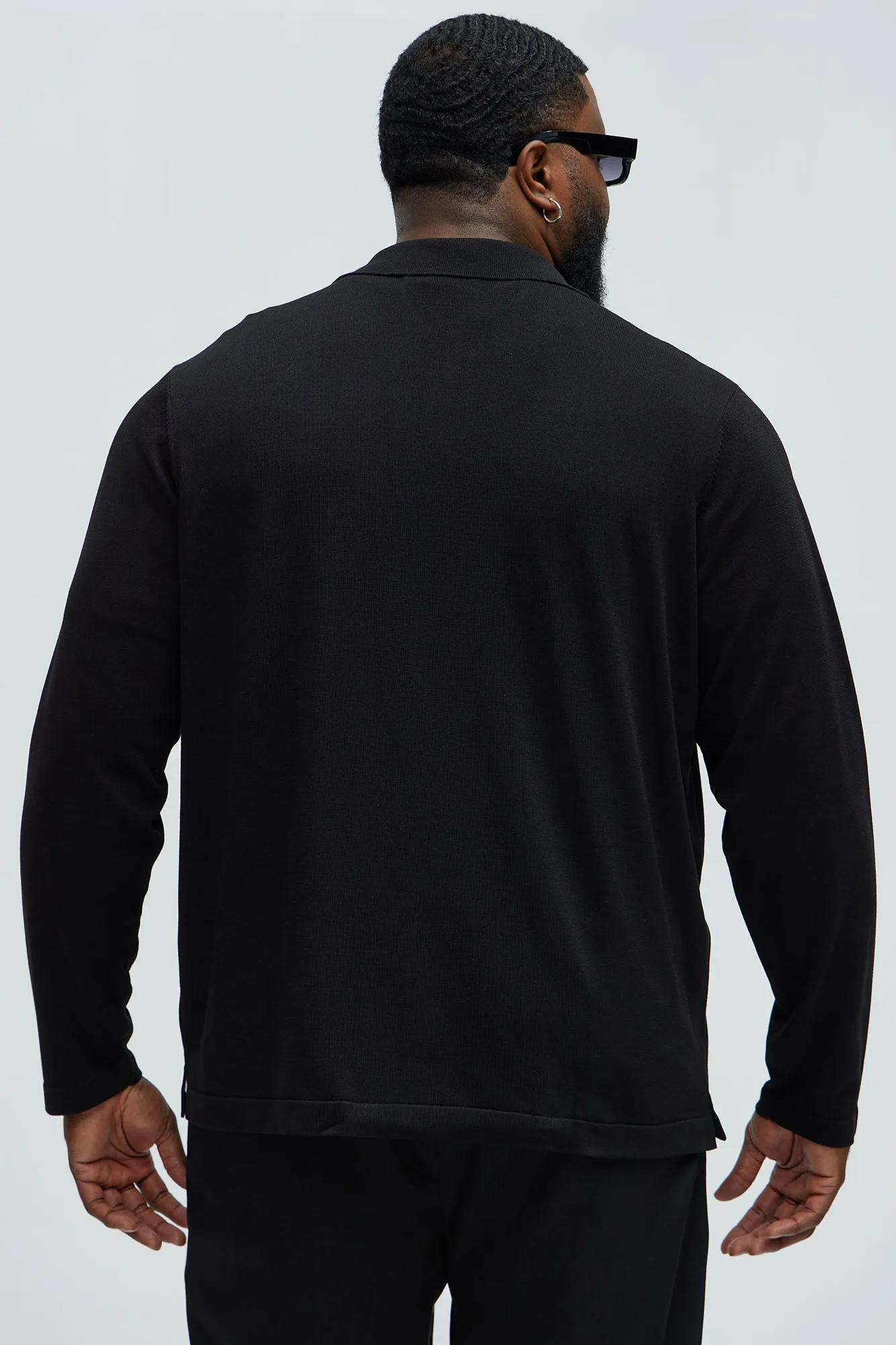 Baker Lightweight Polo Cardigan - Black