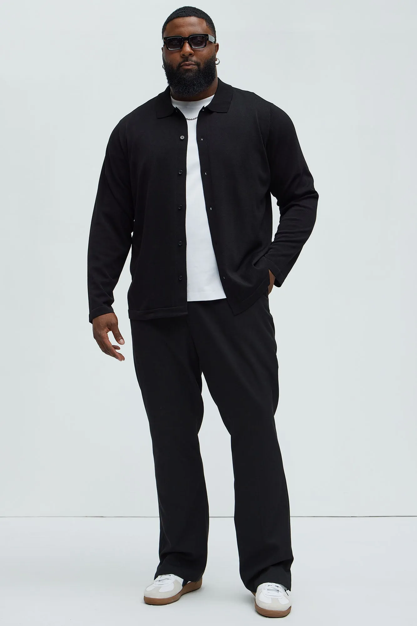 Baker Lightweight Polo Cardigan - Black