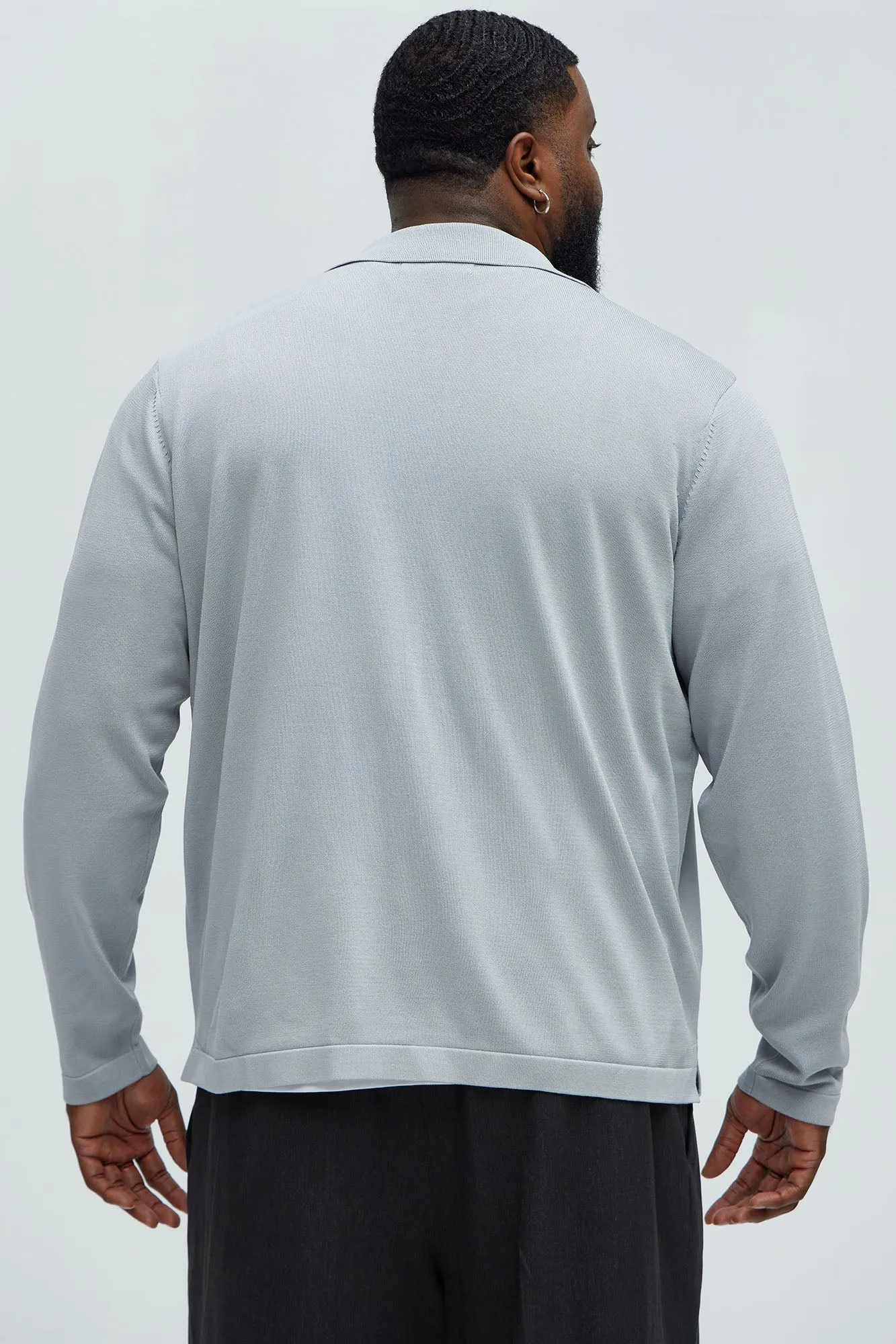 Baker Lightweight Polo Cardigan - Grey