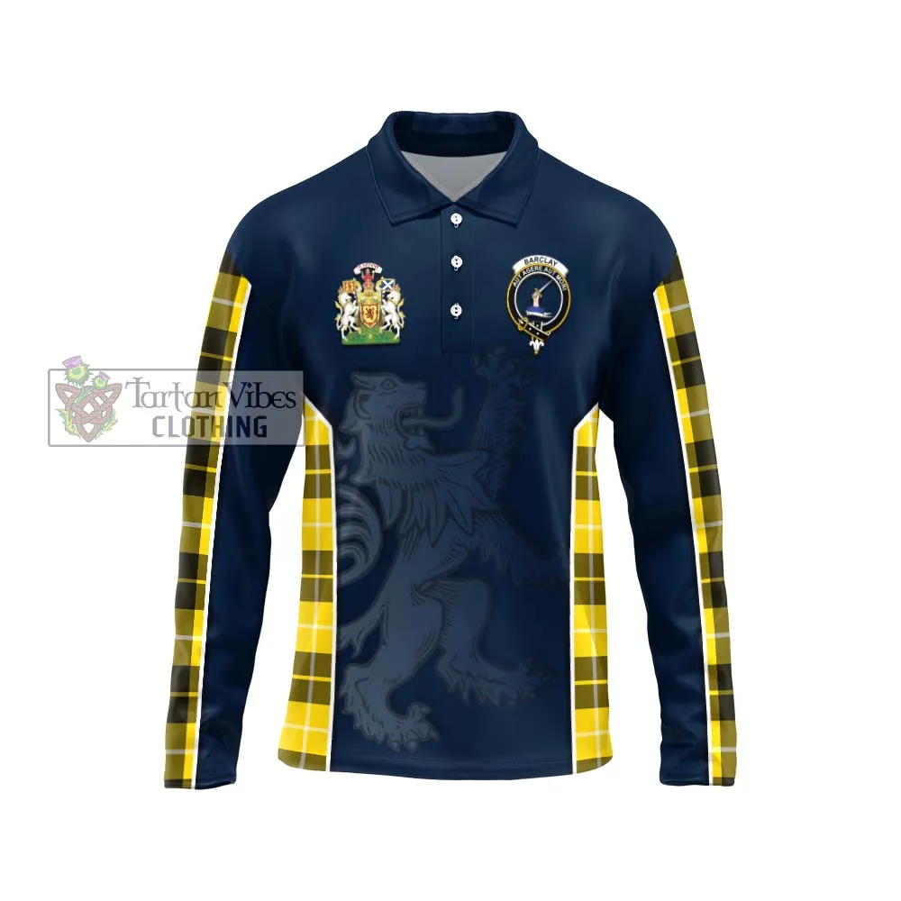 Barclay Dress Modern Tartan Long Sleeve Polo Shirt with Family Crest and Lion Rampant Vibes Sport Style