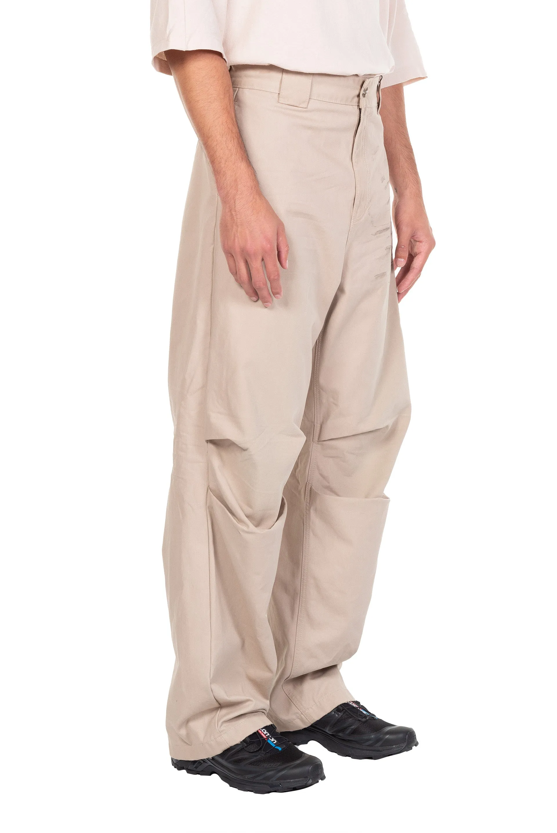 Beige Two Tuck Denim Pants