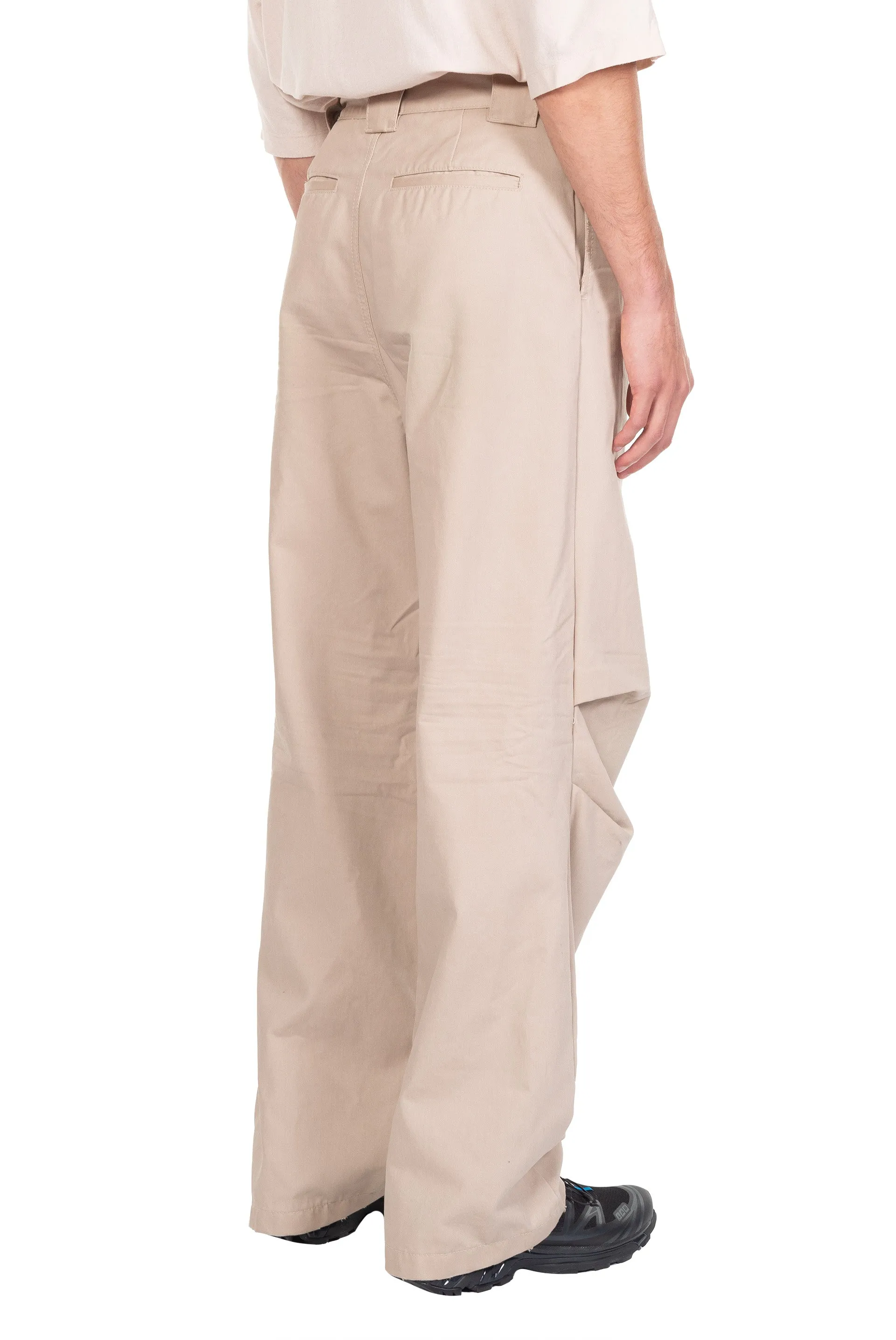 Beige Two Tuck Denim Pants