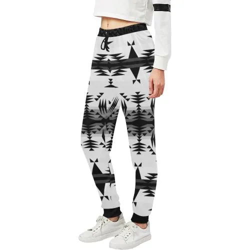 Between the Mountains White and Black Women's Sweatpants