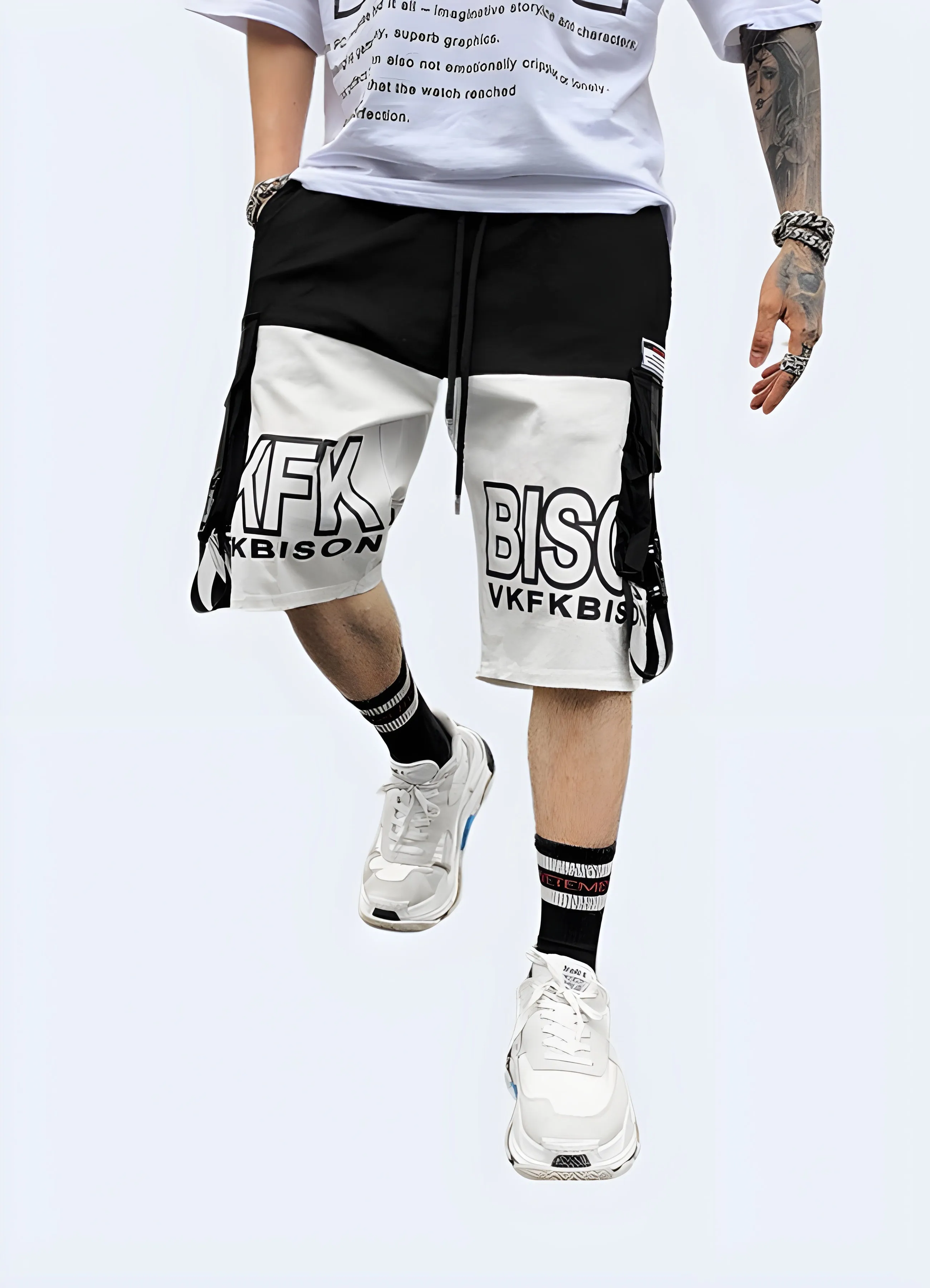 Black And White Cargo Shorts