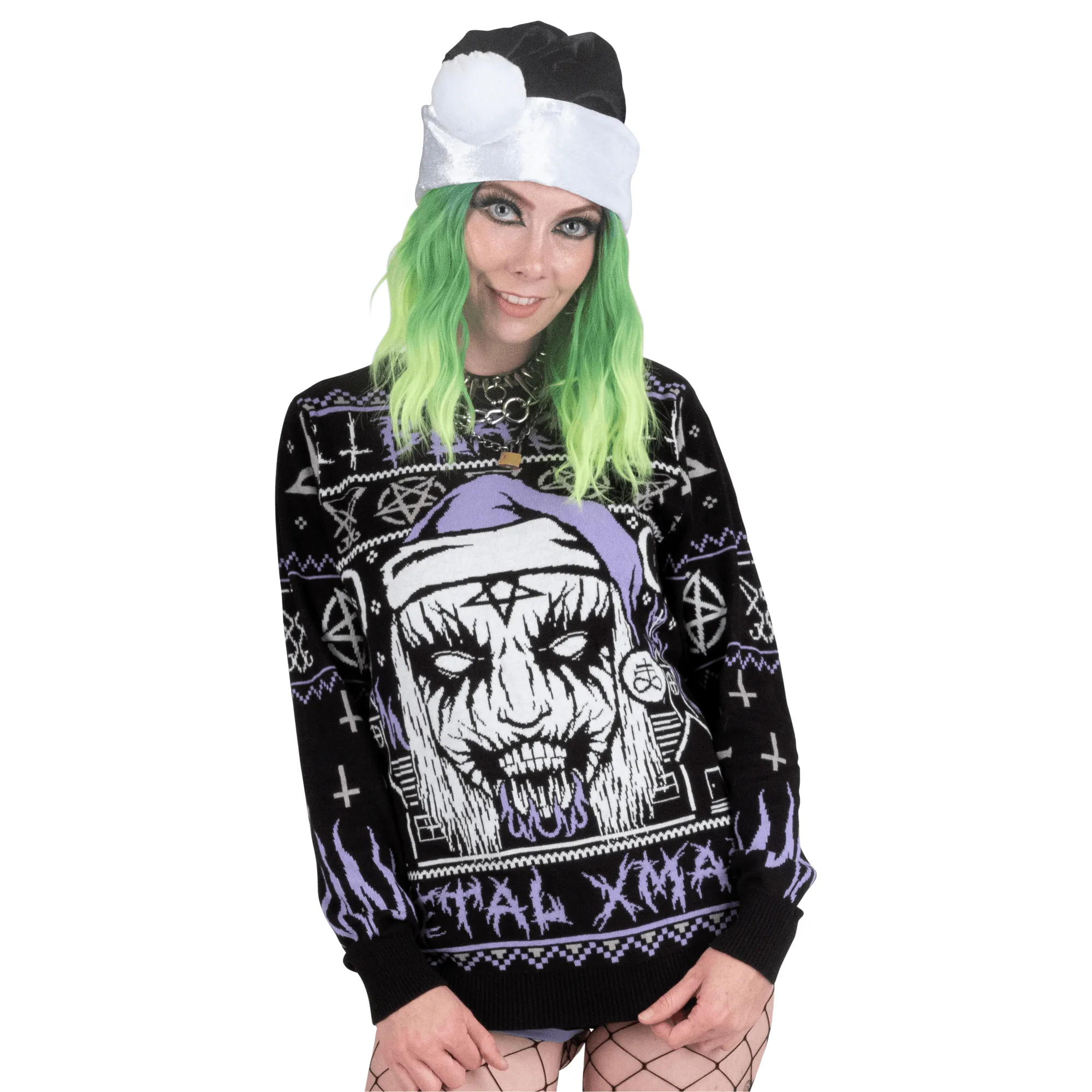 Black Metal Meme Knit Christmas Sweater