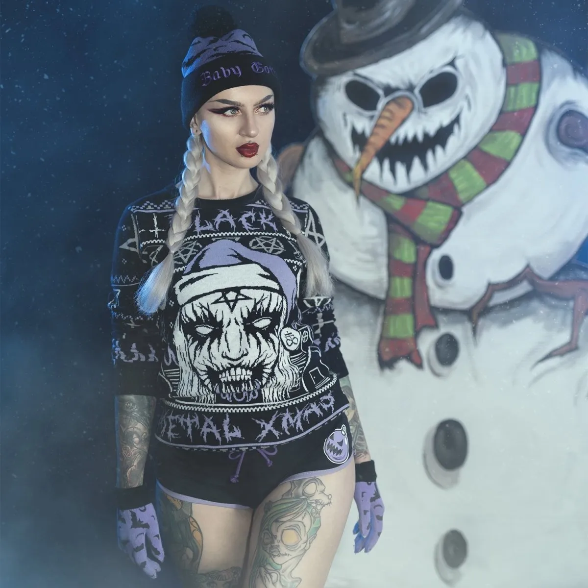 Black Metal Meme Knit Christmas Sweater