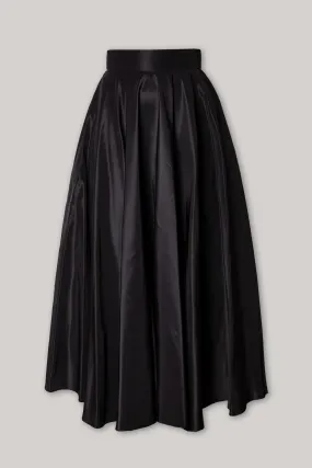 Black Midi Taffeta Skirt