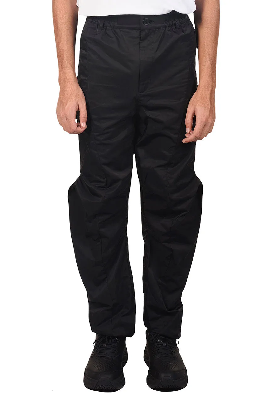 Black Protrude Dart Nylon Trousers