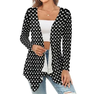 Black With White Mickey Polka Dots Women's Short Cardigan