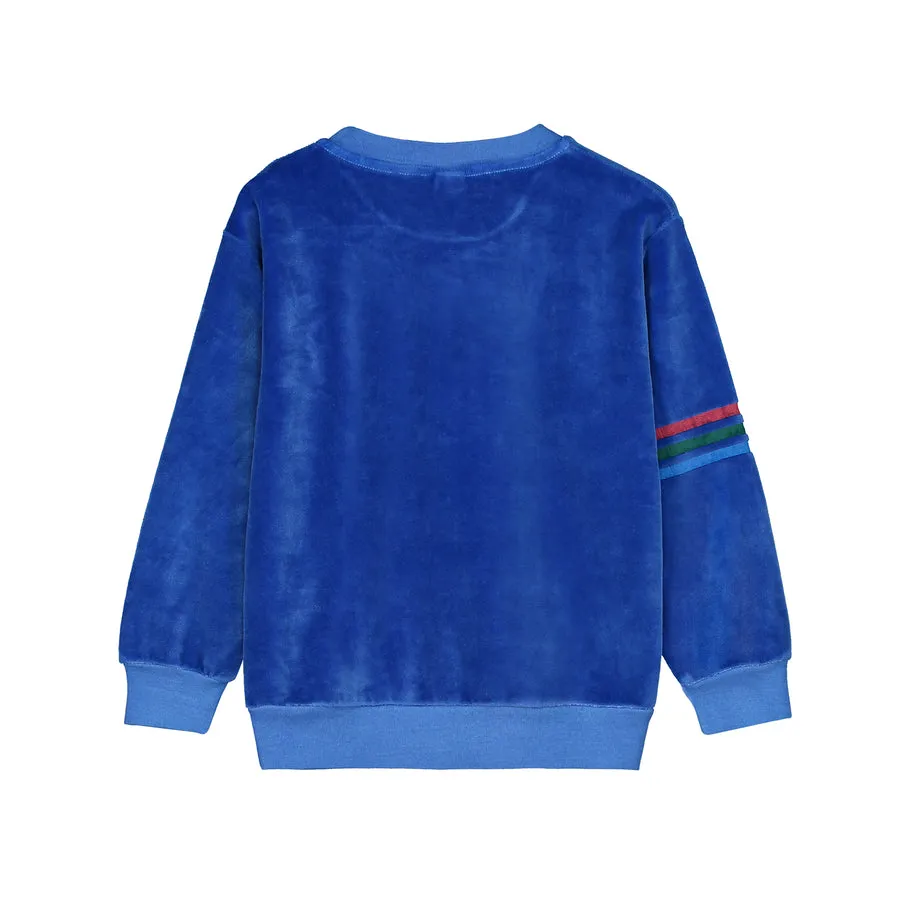 BONMOT FRESH BLUE BON VOYAGE VELVET SWEATSHIRT