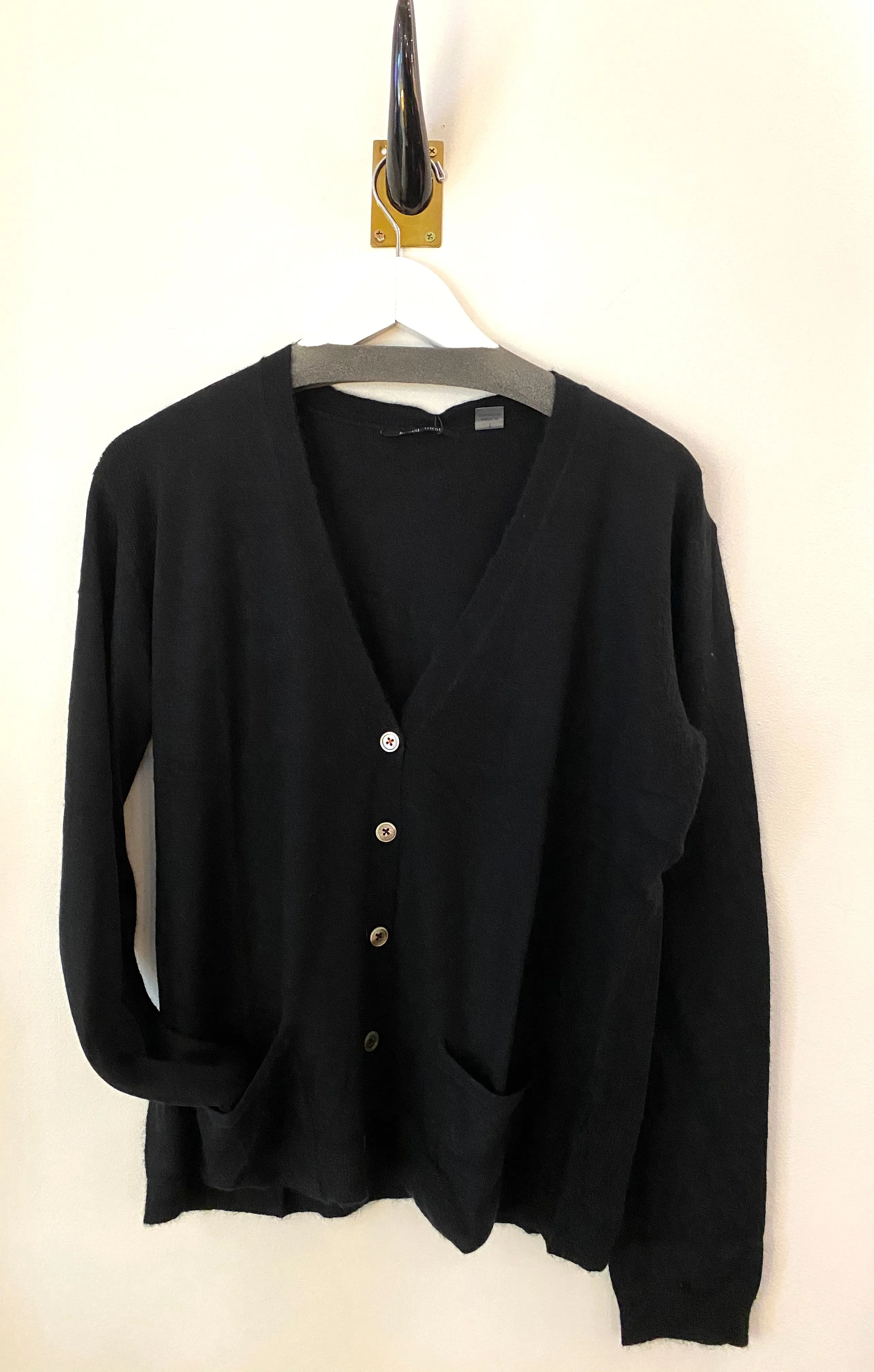 Brazeau Tricot Black Tissue Cashmere Boy Cardigan Sweater