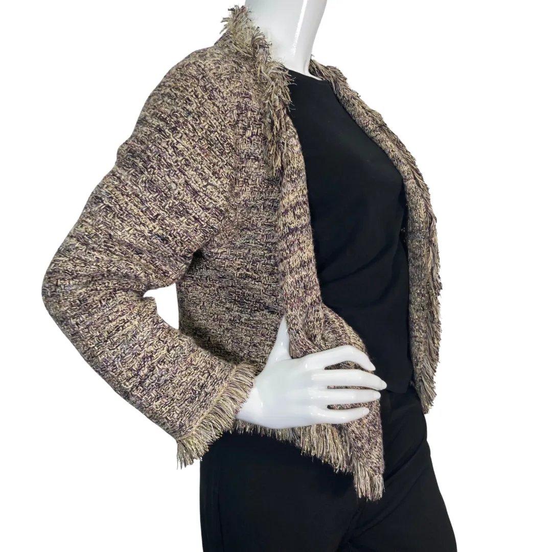 Cache Knit Cardigan with Golden Accents