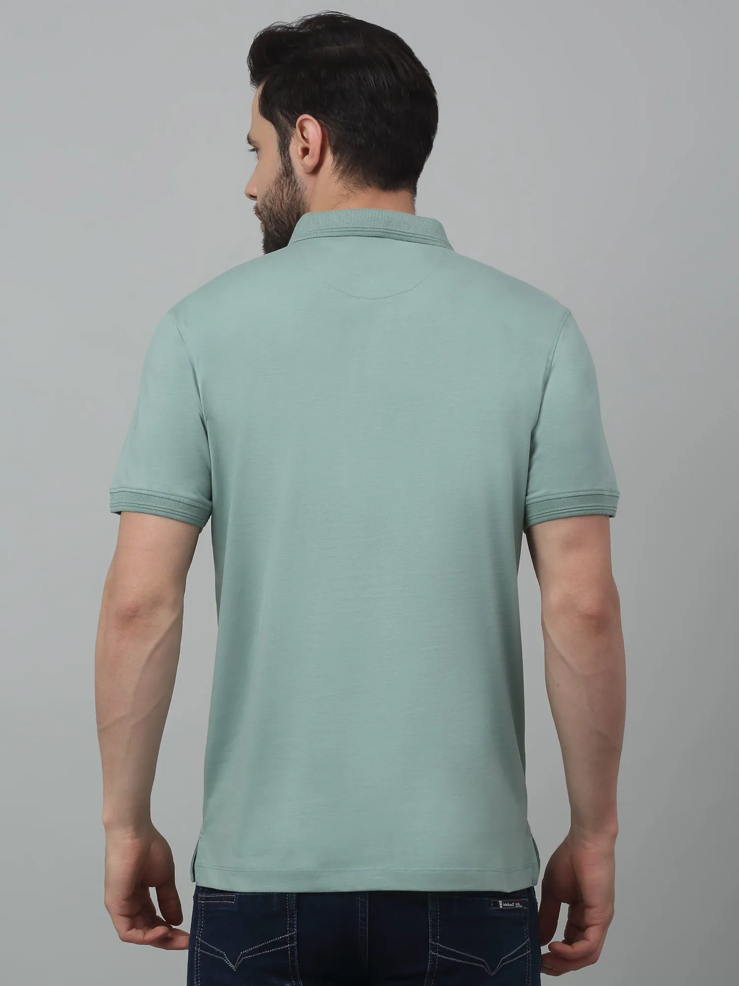 Cantabil Aqua Printed Polo Neck Half Sleeve T-shirt For Men