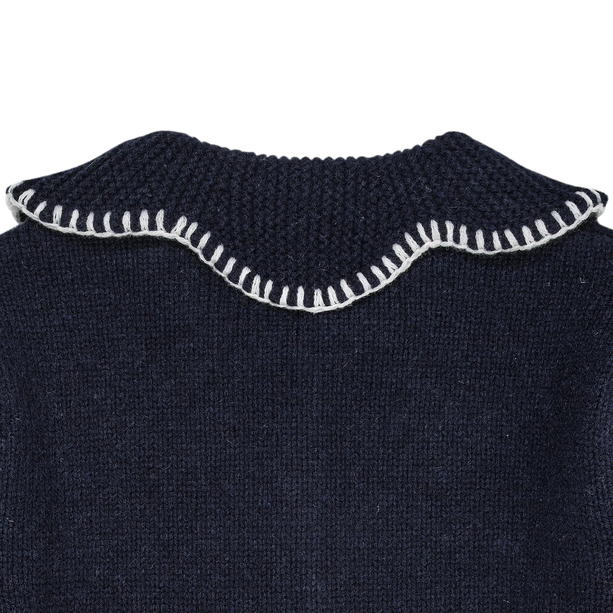 CASHMERE CARDIGAN W. COLLAR - NAVY