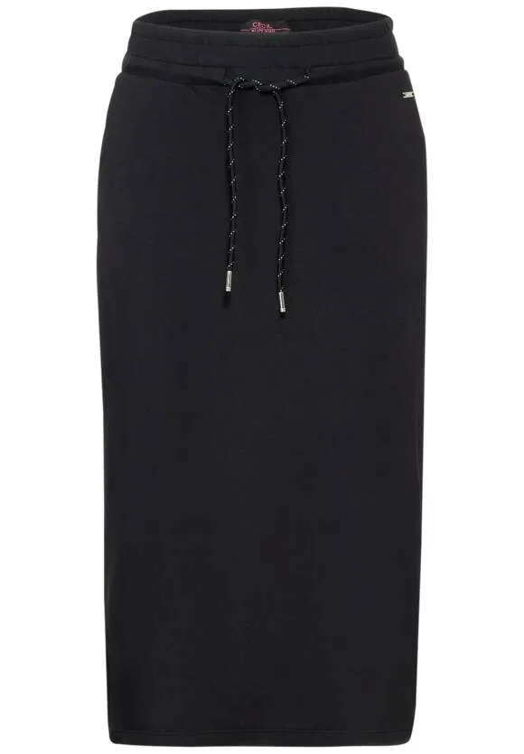 Cecil Black Jersey Midi Skirt with pockets 361493