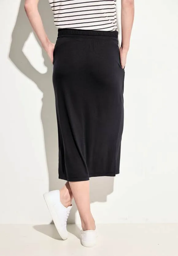 Cecil Black Jersey Midi Skirt with pockets 361493