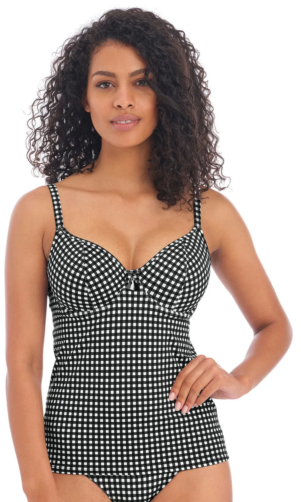 Check In Monochrome UW Plunge Tankini Top, Special Order D Cup to HH Cup