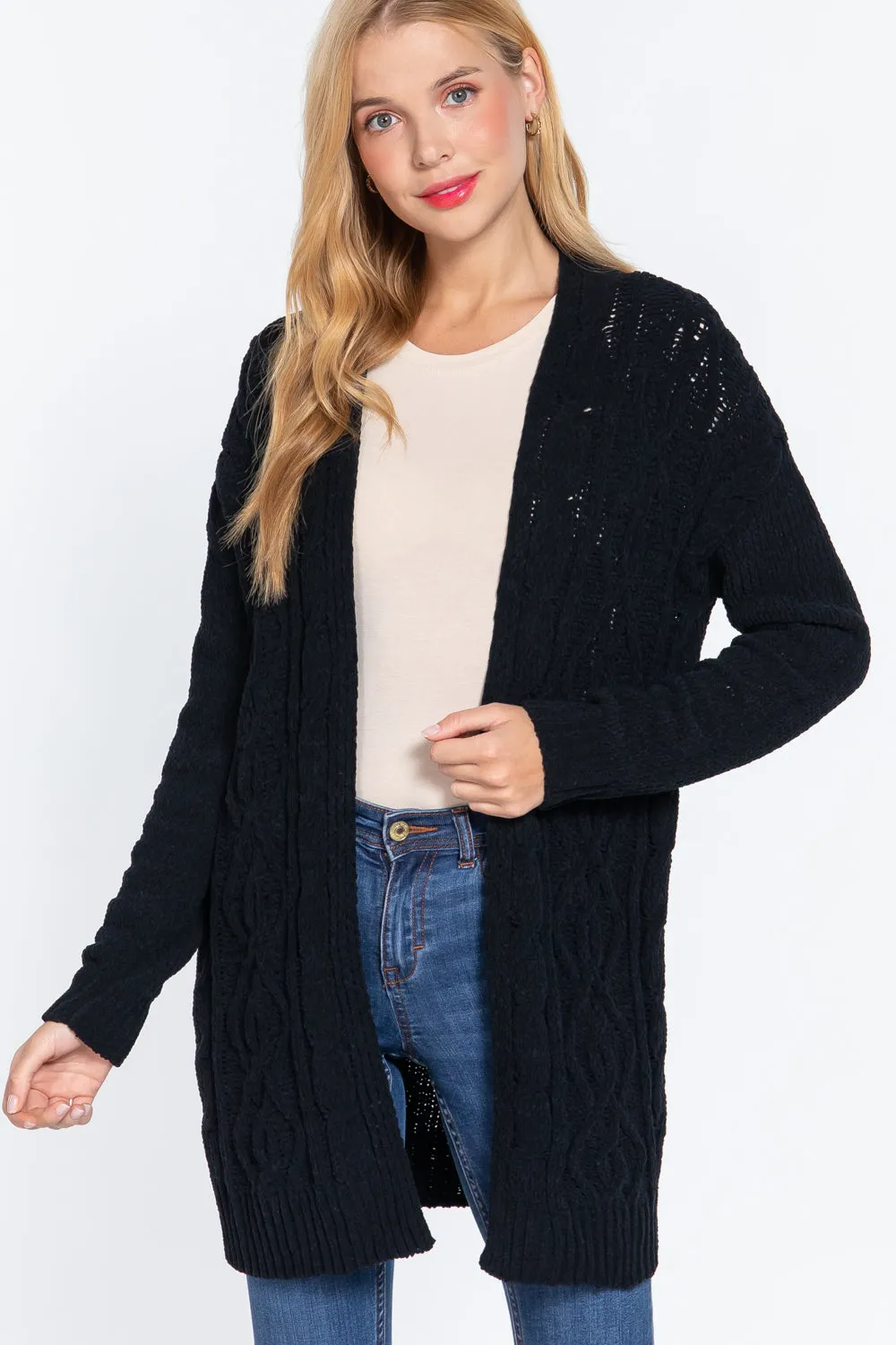 Chenille Sweater Cardigan - 3 colors - Ships from The US