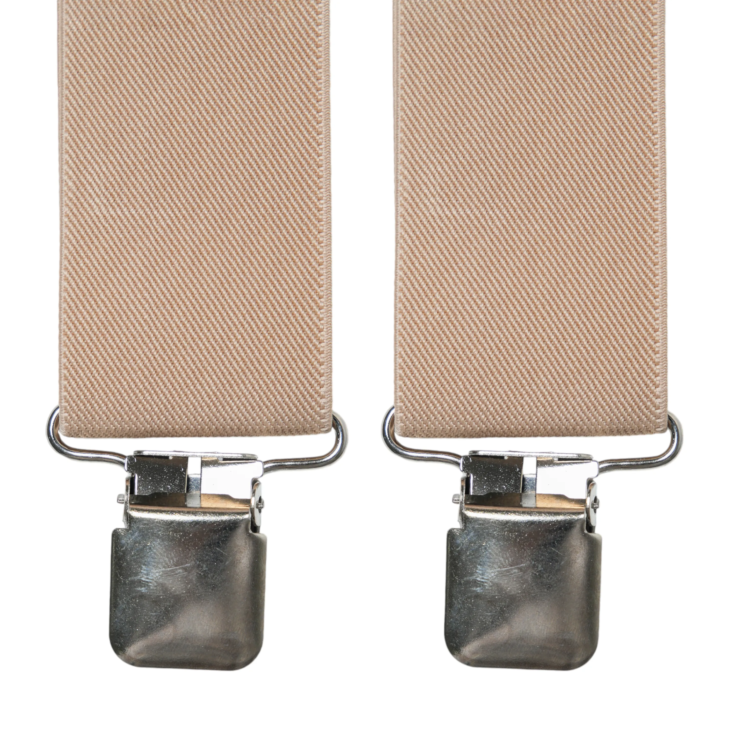 Chokore X-shaped Elastic Suspenders with Metal Clips (Beige)